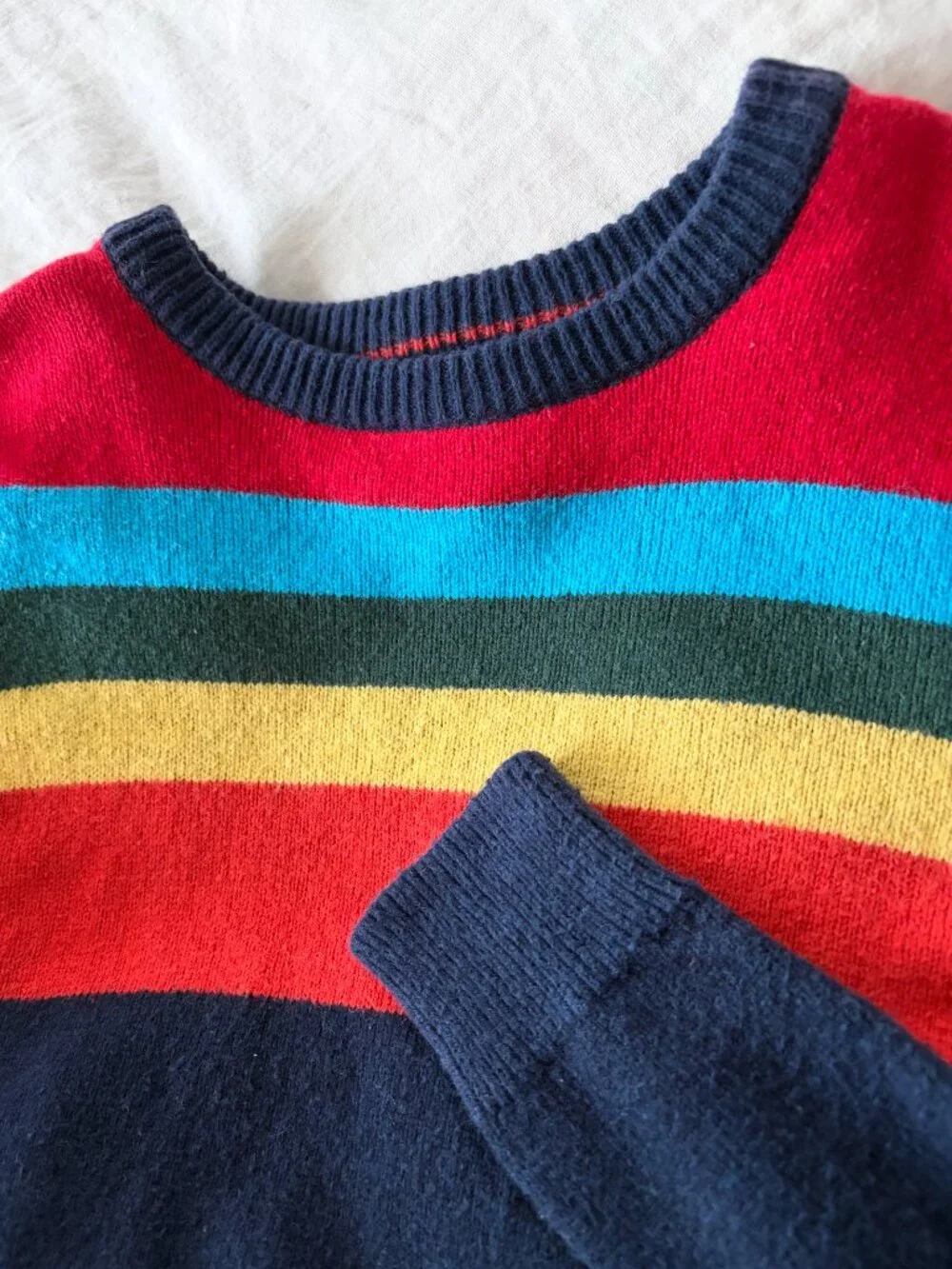 Boy's GAP Striped Pullover Sweater Navy/Multi-Color - Size Small